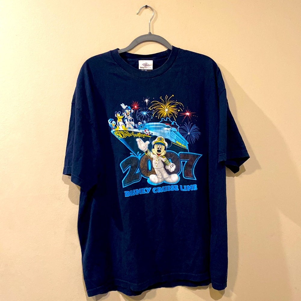 2007 Disney Cruise Lines Short Sleeve Crew Neck Shirt Mickey Donald Goofy 2xl